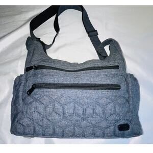 Lug Camper Crossbody Bag in Heather Gray - 14" x 4" x 8" - Lots of Pockets